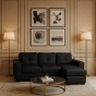 Ballymena Luxurious Corner 3 Seater Sofa in Bonded Leather - Black