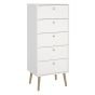 White Chest of Drawers - COBALT Tallboy Medium Chest  5 Drawers