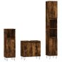 3 Pcs Bathroom Cabinet Set Smoked Oak Engineered Wood