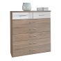 Oak Finish Chest of Drawers - LENORA Medium Chest 7 Drawers