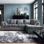 Corner Sofa - HENRY Crushed Chenille Fabric 5 Seater L-Shaped Sofa Right Hand Facing - Dark Grey