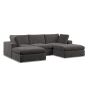 Corner Sofa - OBLAK Fabric 5 Seater U Shaped Slate - Footstool End