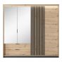 Wardrobe - TADWORTH 4 Door Mirrored Wardrobe Oak Artisan 220cm