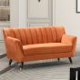 2 Seater Sofa - VIVENTO Velvet Fabric Sofa - Orange