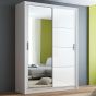 Highland Sliding Door Mirrored 150cm Wardrobe - White