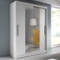 Sinatra Sliding Mirror Door Wardrobe 150cm in White Matt