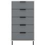 Grey Chest of Drawers - MANILA Tallboy Small Chest 5 Drawers