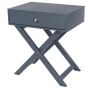 X Leg 1 Drawer Petite Bedside Cabinet - Midnight Blue Grey