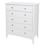 White Chest of Drawers - CASCAIS Medium Chest  5 Drawers