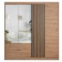 MAJO 3 Door Mirrored Wardrobe with 2 Drawers Medium Oak - 203cm