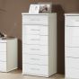 Clappen 6 Drawer Narrow Gloss Storage Chest - White