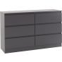 Grey Chest of Drawers - MALDEN Large Chest 6 Drawers Double Chest