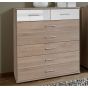 Oak Finish Chest of Drawers - LENORA Medium Chest 7 Drawers