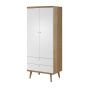 Milan 2 Door Wardrobe - White Matt - Oak Riviera