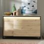 Oak Finish Chest of Drawers - DALIA Low Chest  6 Drawers