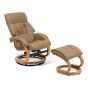 Recliner Armchair Beige with Footstool Faux Leather Upholstered Heated Massage Wooden Frame Adjustable Back Retro Design 