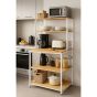 ELDORIA Kitchen Rack White Storage Unit with 6 Shelves and Adjustable Middle Shelf - White