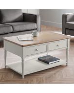 Provence Modern Coffee Table with 2 Drawer - Grey & Oak