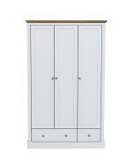 Devon 3 Door Wardrobes with 2 Drawer - White