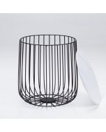 Enzo Black Frame Cage Style Coffee Table With Marble Top - Small