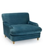 Plumpton Soft Velvet Wide Cushioned Armchair - Blue