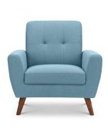 Monza Stylish Retro Linen Fabric Armchair - Blue