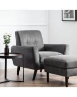 Monza Stylish Retro Velvet Fabric Armchair - Dark Grey