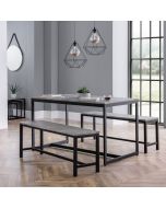  Staten Black Metal Frame Bench - Concrete