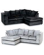 Arabia Crushed Velvet Corner Sofa - Silver, Black, Mink