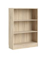 Basic Low Wide Bookcase (2 Shelves) in Oak - Oak