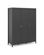 Barcelona Wardrobe with 3 Doors in Matt Black - Matt Black