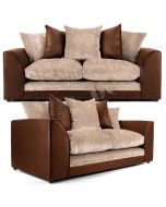 Aruba Fabric 3 Seater and 2 Seater Sofa Set - Brown and Beige