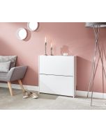 Narrow High Gloss 2 Tier Shoe Cabinet White