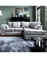 Gilliver Crushed Chenille Corner Sofa - Right Arm Light Grey