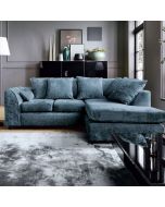 Gilliver Crushed Chenille Corner Sofa - Right Arm Dark Blue
