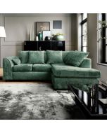 Gilliver Crushed Chenille Corner Sofa - Right Arm Rifle Green