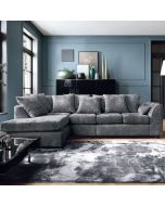 Gilliver Plus Crushed Chenille Corner Sofa - Left Arm Dark Grey
