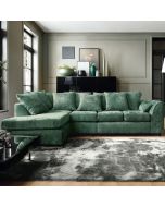 Gilliver Plus Crushed Chenille Corner Sofa - Left Arm Rifle Green