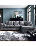 Gilliver Plus Crushed Chenille Corner Sofa - Right Arm Dark Grey