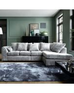 Gilliver Plus Crushed Chenille Corner Sofa - Right Arm Light Grey