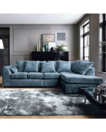 Gilliver Plus Crushed Chenille Corner Sofa - Right Arm Dark Blue
