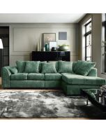 Gilliver Plus Crushed Chenille Corner Sofa - Right Arm Rifle Green