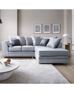BETHAN Velvet Corner Sofa - Right Arm Silver Blue