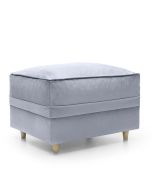 BETHAN Velvet Footstool - Silver Blue