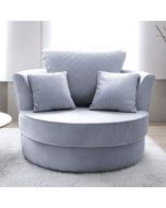 BETHAN Velvet Swivel Chair - Silver Blue