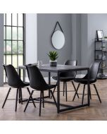 Staten Black Metal Frame Dining Table- Concrete