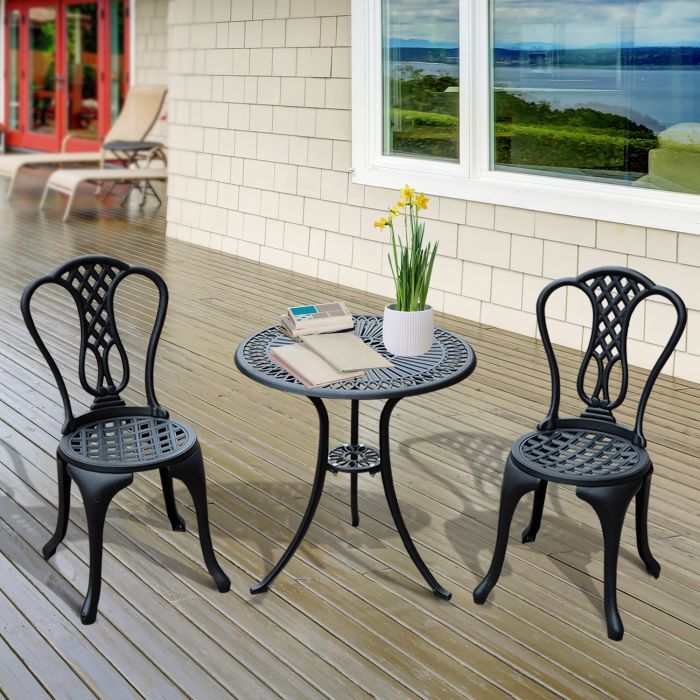 3PC Patio Cast Aluminium Bistro Set 