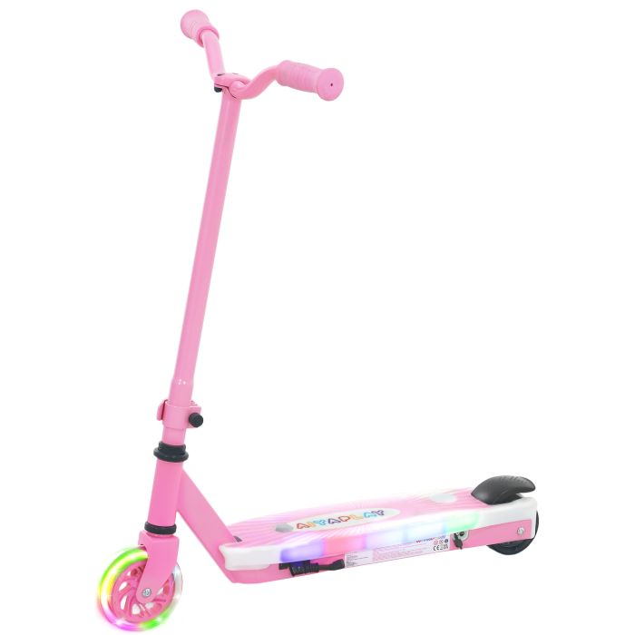 AIVAGO Kids Electric Scooter Ages 4-7 with Rear Wheels, LED Lights & Brake, Pink