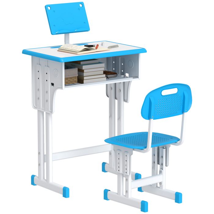 Kids Furniture - Kids Adjustable Desk and Chair Set Blue 45cm