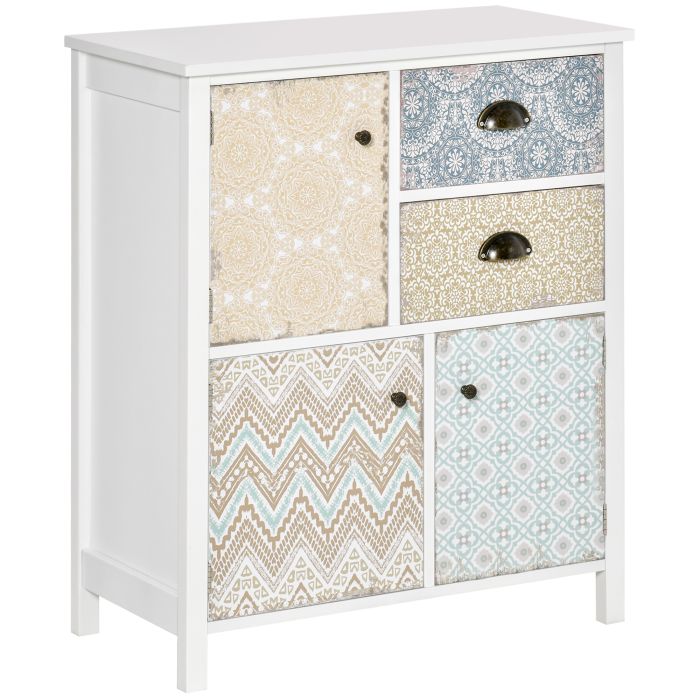 Shabby Chic Sideboard, Multi-Purpose Drawer Table, Storage Chest for Entryway or Living Room, Bedroom Furniture Organiser Unit - White